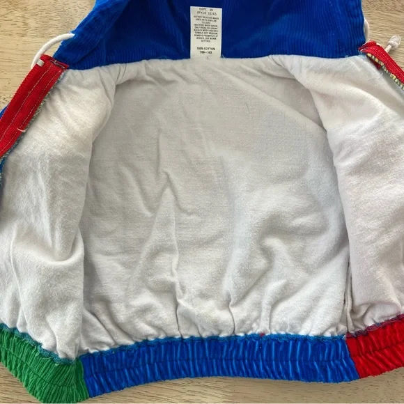 Vintage 80s 90s Adorable 100% Cotton Corduroy Colour-block Jacket Child 6Months - Picture 8 of 8